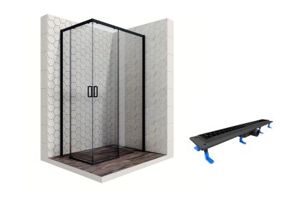 Душевой уголок Ambassador Queen Black 11011205R-ST10, прямоугольный, линейный трап, 120х80, артикул 11011205R-ST10