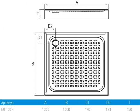 Акриловый поддон Erlit ER100H 100x100 Белый