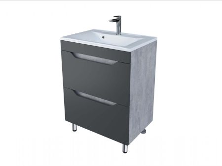 Тумба "Абигель 80", 2 ящика, серый / цемент, Milen 80 / км, артикул SP-00001130