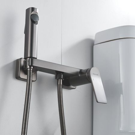 Гигиенический душ со смесителем Shevanik S4105T-1, оружейная сталь