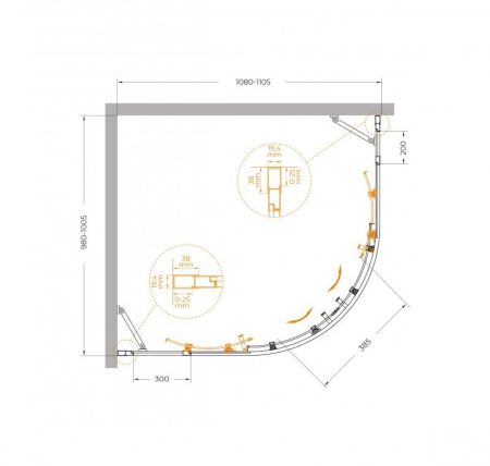 MOLVENO-RH-22-120/110-C-GM-IV Душевой уголок, артикул MOLVENO-RH-22-120/110-C-GM-IV