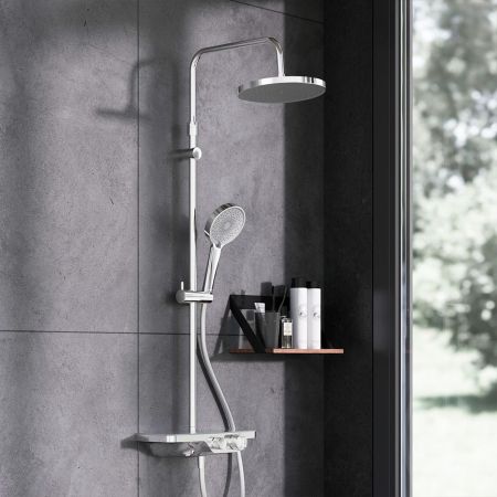 947760000 Apollo душевая система с ванно-душевым ТМС смесителем-полкой, хром, артикул 947760000