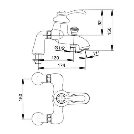 Смеситель для ванны Jacob Delafon Fairfax E71091 Хром, артикул E71091