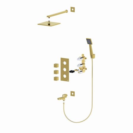 Душевая система встроенная с термостатом Timo Tetra-thermo SX-0199/17SM золото матовое, артикул SX-0199/17SM