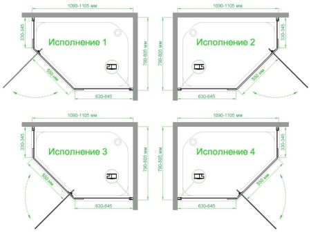 Душевой уголок Royal Bath RB 1180TR-C-BL  80х110х200 (матовое), артикул RB1180TR-C-BL