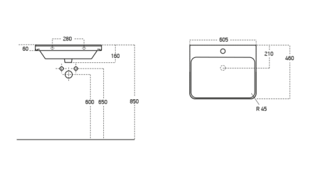 Умывальник мебельный 60 см LUXURY (для RUNN), артикул OWLB20-11060