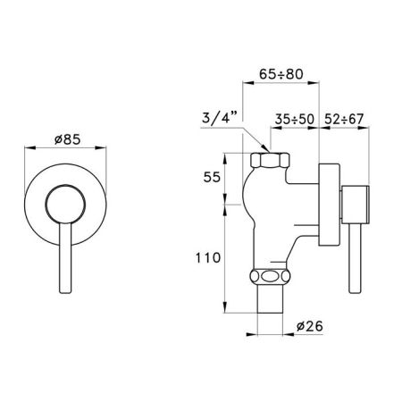 Stella 130 Запорный вентиль 703T, цвет: хром, артикул BT 08000 CR00