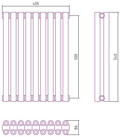 Отопительный радиатор ЭСТЕТ-00 н/ж 500х405 / 9 сек (ЗОЛОТО), артикул 03-0332-5009