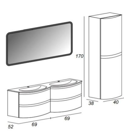 Шкаф пенал Cezares Vague 34 R 54855 подвесной Grigio lucido
