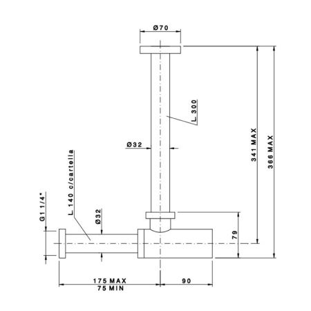 Nicolazzi Scarichi Сифон маленький 1”1/4 без донного клапана, цвет Gold