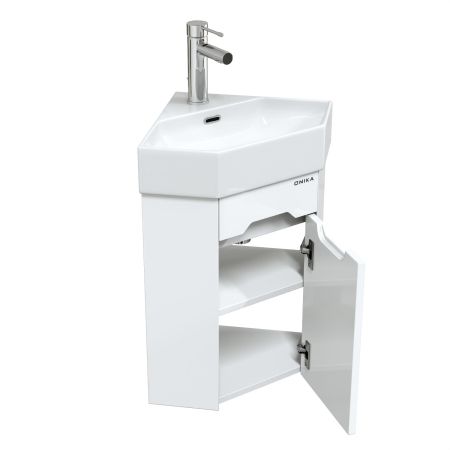 Тумба Onika Айленд 35 подвесная, белая, угловая (ум. Line), артикул 103502