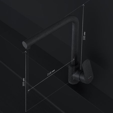 F8005022 Like, смеситель для кухни L-образный излив, черный, шт., артикул F8005022