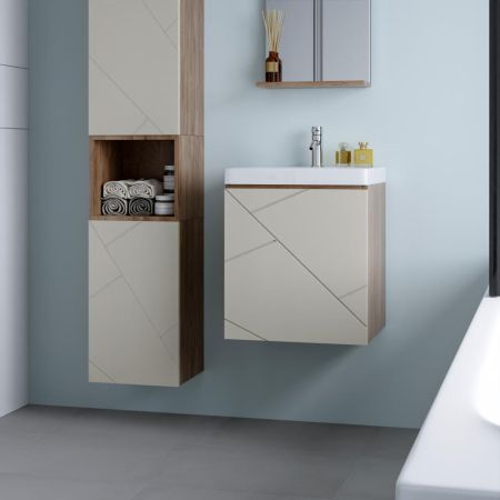 Тумба под раковину подвесная Бриклаер КРИСТАЛЛ латте, 50 см, артикул 4627125416910