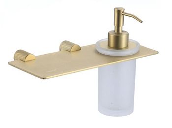 Дозатор для жидкого мыла с полочкой Savol S-002131C, матовое золото