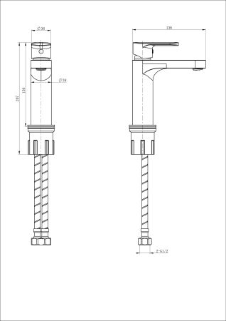 Смеситель для раковины WONZON & WOGHAND, Черный матовый (WW-H1032-MB)