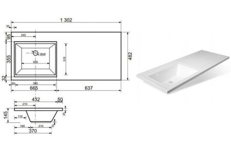 Раковина Эстет Даллас 130 L, артикул ФР-00002166