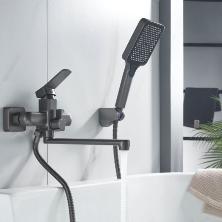 Смеситель для ванны Shevanik S9902T, оружейная сталь, артикул S9902T