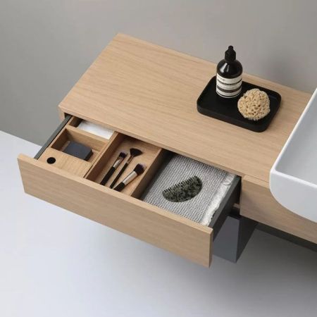 AZZURRA Charlotte База напольная под раковину 110х37х74 см, раковина справа, ящик слева  в цвете Cemento, цвет базы дуб, артикул MBCH110RC