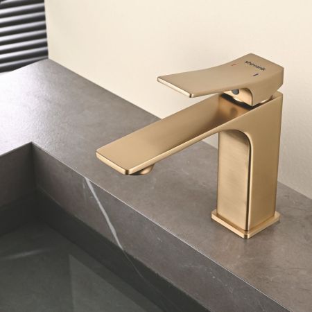 Смеситель для раковины Shevanik S6101G, золотой сатин