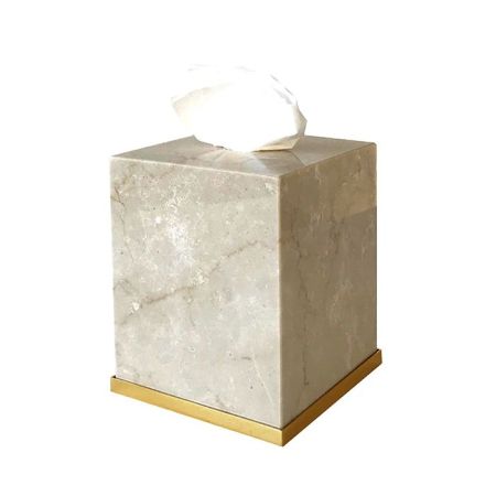 3SC Elegance MARMO Контейнер для салфеток 13х13хh15см, цвет: мрамор botticino/золото 24к. Lucido, артикул EL71ABTGD