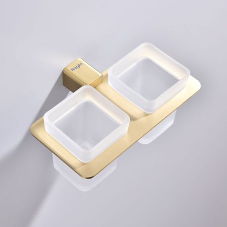 Стакан для ванной комнаты двойной Raglo R301.08.03, золотой сатин