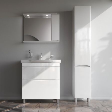 M80FSX0802WG Like, База под раковину, напольная, 80 см, 2 ящика, белый, глянцевая, шт, артикул M80FSX0802WG