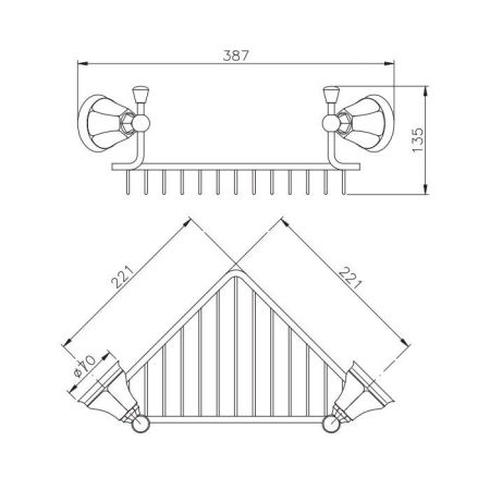 Nicolazzi Teide Chic Полочка-решетка угловая, цвет: золото, артикул 1495GO15C
