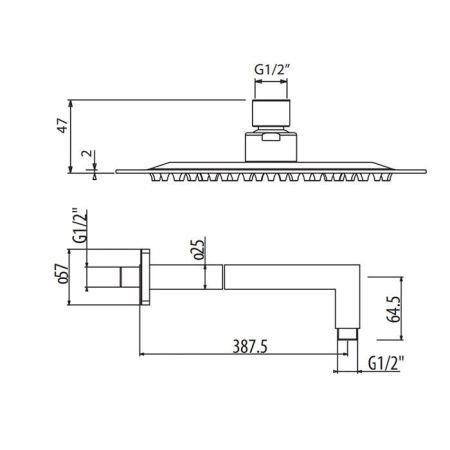 Gattoni Верхний душ квадратный 30х30 см, цвет хром, артикул SFAIQU30