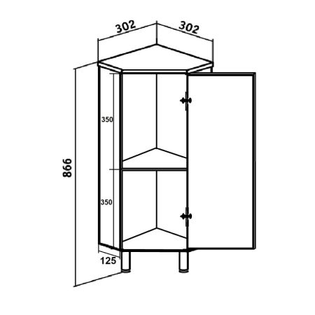 Полупенал Runo угловой 30 (00000000005), артикул 00000000005