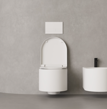 Унитаз, Salini, Gemelli, безободковый (с открытым смывным краем), тип установки-подвесной, ширина, мм-405, глубина, мм-520, высота, мм-425, форма чаши-овальная, выпуск-горизонтальный, материал-S-Stone (искуственный камень), бачок-необходима система инстал, артикул 240121KSM