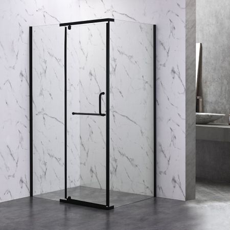 Душевой угол Veconi Rovigo RV-19B, 1200х900х2000, черный, стекло прозрачное, артикул RV19B-12090-01-C6