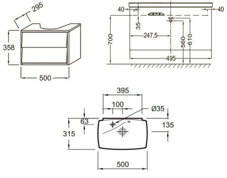 Тумба под раковину Jacob Delafon Escale 60 EB761-G1C подвесная Белая глянцевая, артикул EB761-G1C