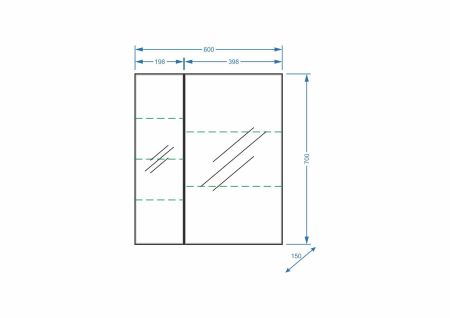 Зеркало-шкаф "Парма 60", 2 дв., артикул SP-00000051