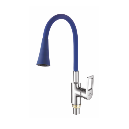 Смеситель для кухни с гибким изливом FASHUN A4253+B11, хром/синий