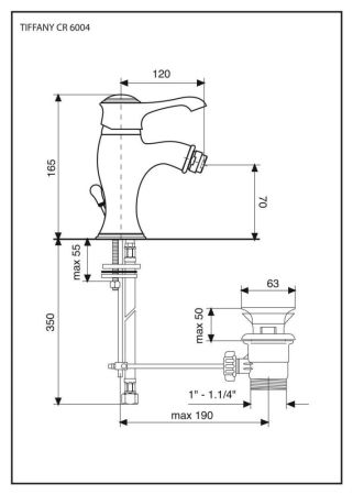 Emmevi Tiffany, однорычажный смеситель для биде с донным клапаном, цвет хром/золото