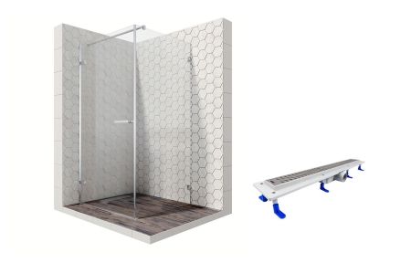 Душевой уголок Ambassador Abner 10011101L-ST3, квадратный, линейный трап, 90х90, артикул 10011101L-ST3