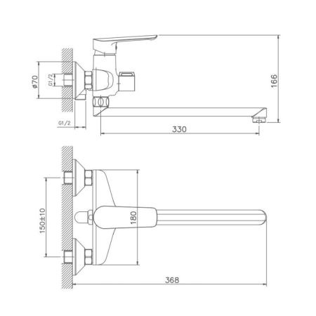 Смеситель для ванны Haiba HB22198, хром, артикул HB22198