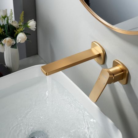 Смеситель для раковины встраиваемый Shevanik S9941G, золотой сатин, артикул S9941G