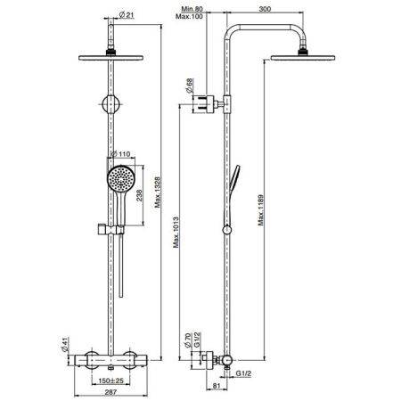 Fima Carlo Frattini Colonne doccia Душевая стойка, верхний душ 25см., с термостатическим смесителем, держателем и ручным душем, цвет: хром Fima Carlo Frattini Colonne doccia Душевая стойка, верхний душ 25см., с термостатическим смесителем, держателем и ручным душем, цвет: хром