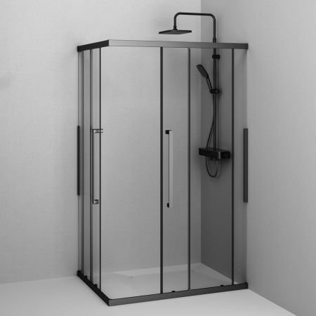 W84G-403-12080-BТ Душевое ограждение Func Square Slide 120х80, черный, прозрачное, артикул W84G-403-12080-BТ