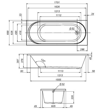 W94A-170-070W-A1 X-Joy Ванна акриловая 170х70, артикул W94A-170-070W-A1