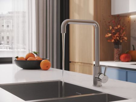 Смеситель для кухни Cersanit COMO однорычажный с п-образным изливом сатин (64845), артикул 64845