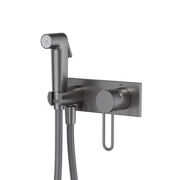 Встраиваемый смеситель с гигиеническим душем IDDIS Duna с защитным клапаном, графит матовый (DUNGMV0i08)