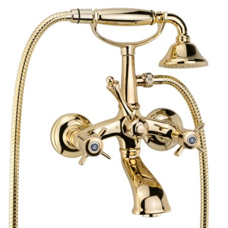 KORONA Смеситель для ванны внешн. изогнутый, золото, артикул 28506