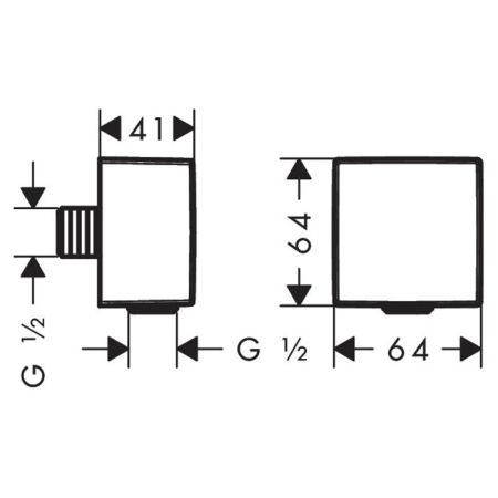 Шланговое подсоединение, Hansgrohe, FixFit, Square, стандарт подвода воды-1/2", с клапаном обратного тока, внутренняя часть из пластика, цвет-шлифованная бронза, артикул 26455140