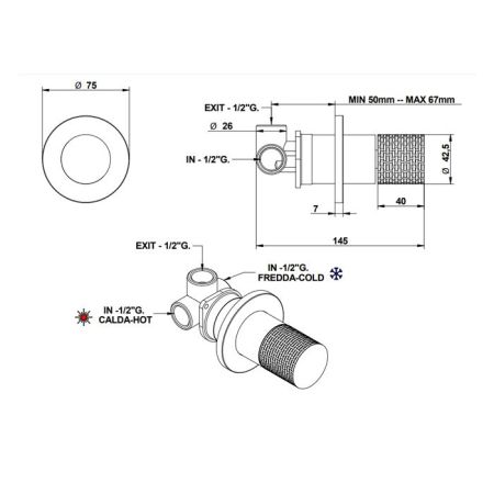 Bongio Capsule Смеситель скрытого монтажа, цвет хром/ручка GG(с внутр частью 097610000), артикул 88524CRGG