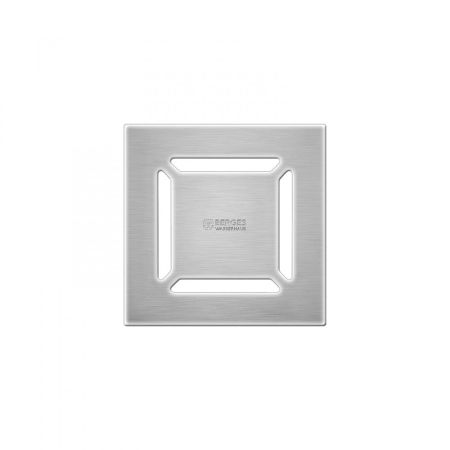 Трап BERGES водосток ZENTRUM Norma 100х100, матовый хром, выпуск D50 H65 боковой, артикул 090362