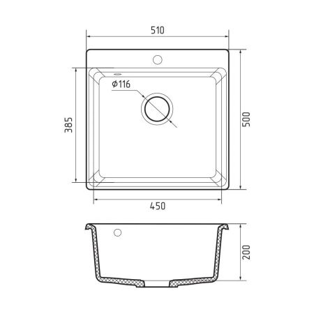 Кухонная мойка GranFest LEVEL 510, иней, артикул LV-510 иней