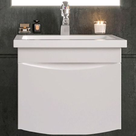 Тумба под раковину Бриклаер Вега 50 подвесная Белый глянец, артикул 4627125414046