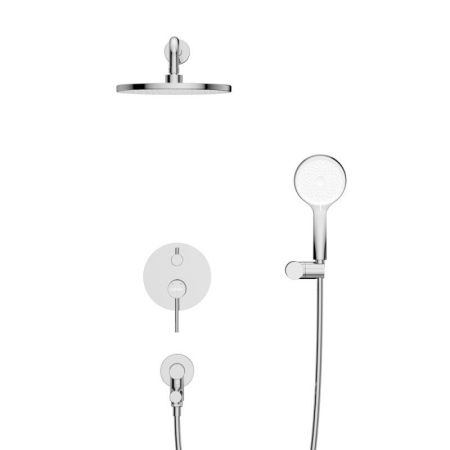 RELAX-VDSET-01 Душевой комплект встраиваемый с изливом (смеситель встраиваемый, верхний душ, ручной душ со шлангом, штуцер с держателем), хром, артикул RELAX-VDSET-01